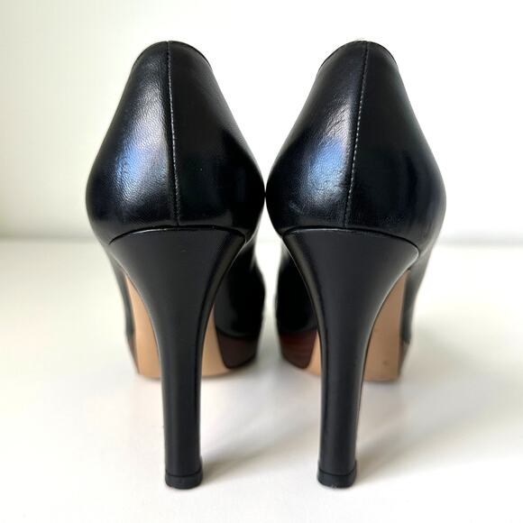 Gucci Classic Horsebit Black Leather Peep Toe Platform Heel Pumps Size 7 B - Picture 10 of 14